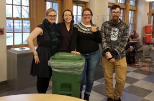 Students with Recycling Bin