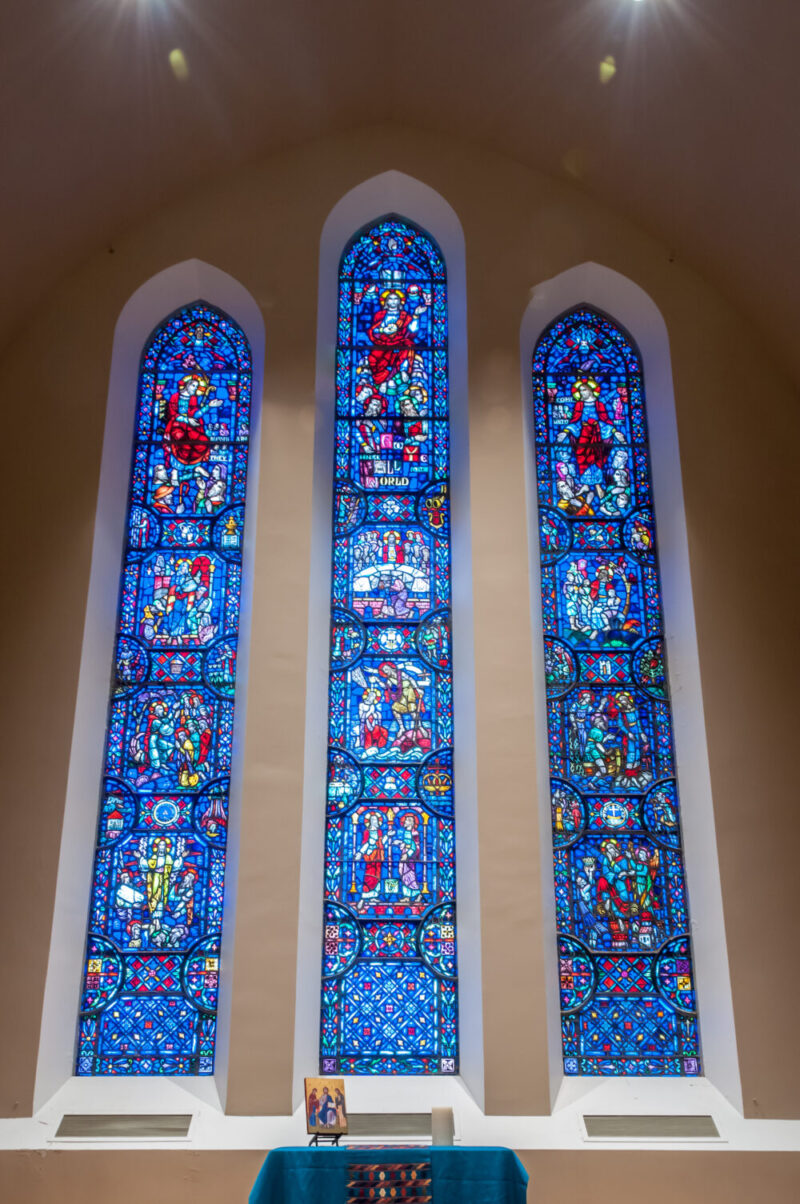 Chapel of the Unnamed Faithful Blue Stained Glass Windows